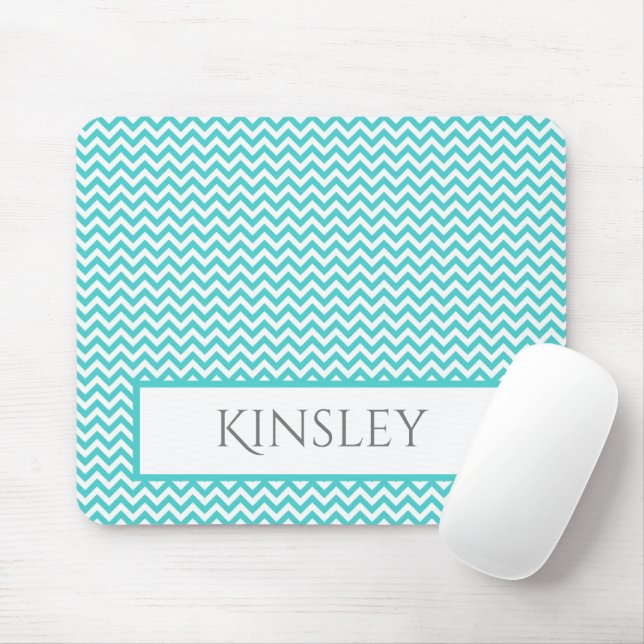 Teal Simple Chevron Personlig Mouse Pad Musmatta (Med mus)