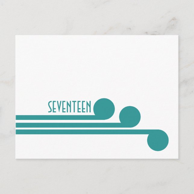 Teal Simple Deco Chic Bordsnummer Postcard (Framsida)