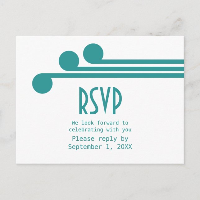 Teal Simple Deco Chic OSA Postcard Inbjudan Vykort (Framsida)