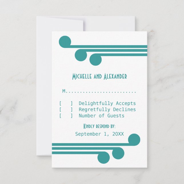 Teal Simple Deco-svarskort för Chic OSA Kort (Framsida)