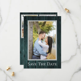Teal Simple Rustic Photo Save Date Spara Datumet
