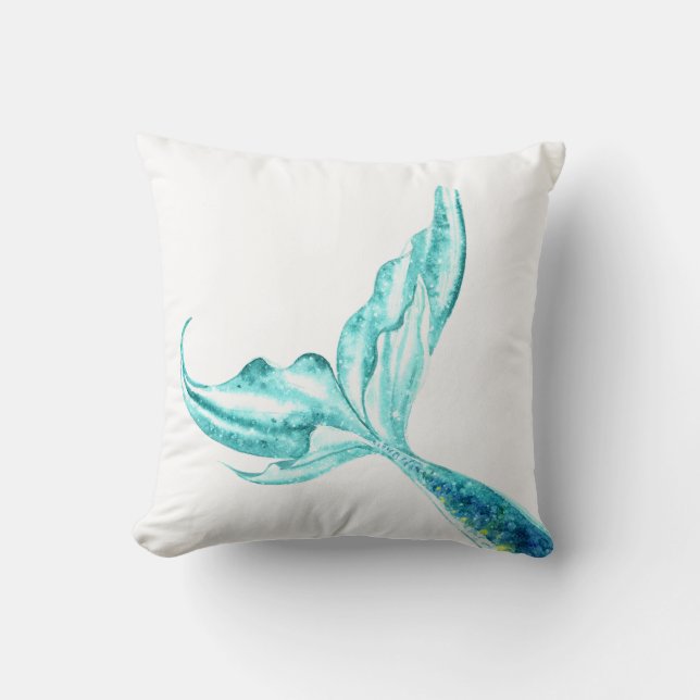 Teal Sjöjungfru Svan Pillow Kudde (Framsida)