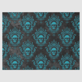 Teal Skull och Mörk Grått Gothic Decoupage