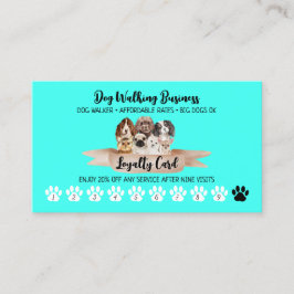 Teal Slå Dog Walker Loyalty Rabatt Visitkort