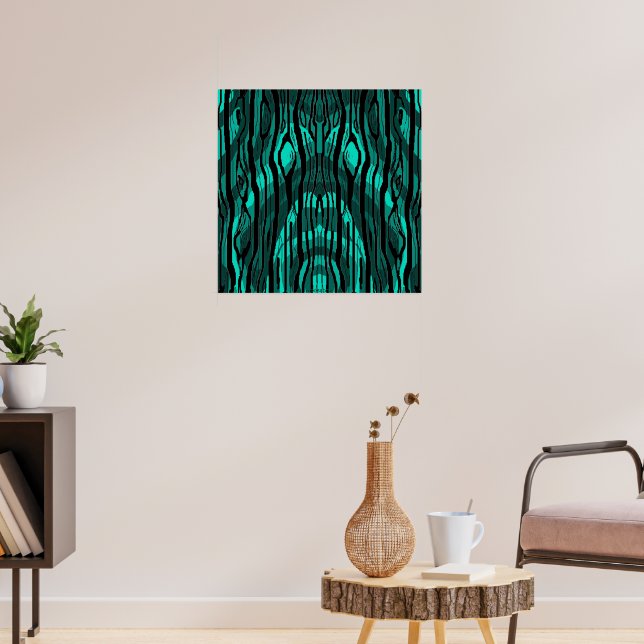 Teal Snake Head Tree Bark  Poster (Vardagsrum 3)