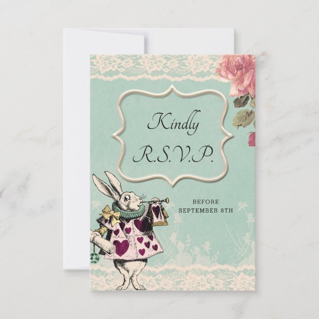 Teal Snöre Alice i Wonderland Bröllop OSA Card (Framsida)