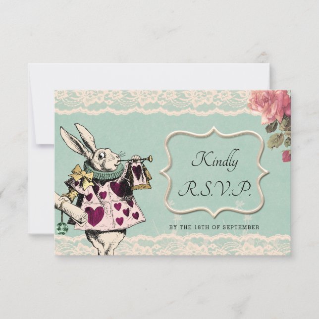 Teal Snöre Alice i Wonderland Bröllop OSA Card (Framsida)