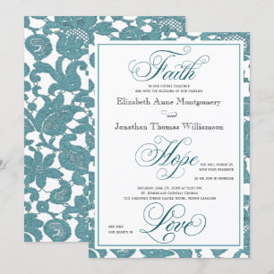 Teal Snöre Christian Wedding bjudande Inbjudningar