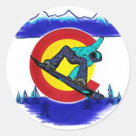 Teal snowboarder Colorado flagga-symboldekal Runt Klistermärke