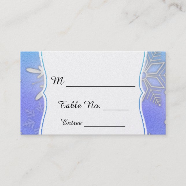 Teal Snowflake Bracket vinterbröllopskort Placeringskort (Framsida)