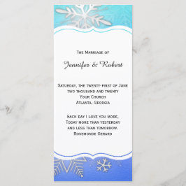Teal Snowflake Bracket Winter Wedding Program