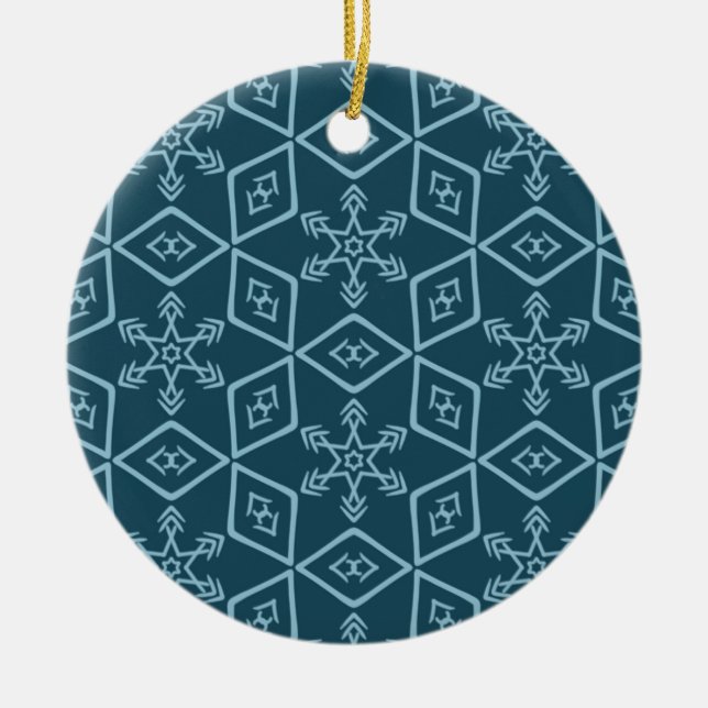 Teal Snowflake Ceramic Ornament (Framsidan)