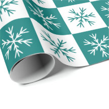Teal Snowflake Checkated Mönster jul Helgdag