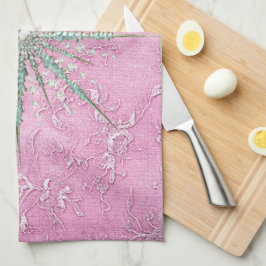 Teal snowflake lila elegant vintage vintertid kökshandduk