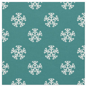 Teal Snowflake Mönster Tyg