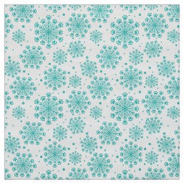 Teal Snowflake på vit med paw print mönster Tyg