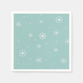Teal Snowflake Papper Cocktail Napkins Pappersservett