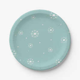Teal Snowflake Papprare Tallrikar