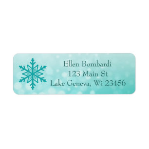 Teal Snowflake Return-adressetikett Returadress Etikett