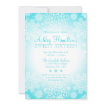 Teal Snowflake Winter Wonderland Sweet 16