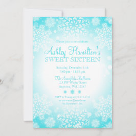 Teal Snowflake Winter Wonderland Sweet 16 Inbjudningar