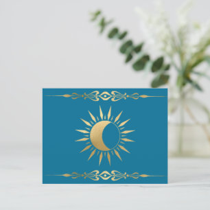 Teal Sol måne Wicca Vykort