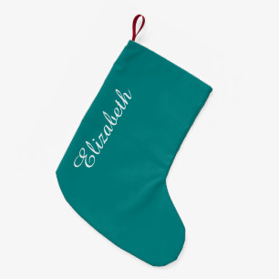 Teal Solid Färg Liten Julstrumpa