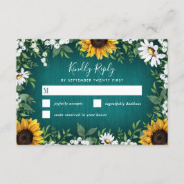 Teal Solros Land Rustic Bröllops OSA-kort OSA Kort