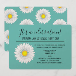 Teal Söt Little Daisy 21:a födelsedagen Party Inbjudningar