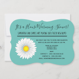Teal Söt Little Daisy House Warming Shower Inbjudningar
