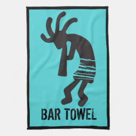 Teal Southwest Kokopelli Pub Towel Kökshandduk
