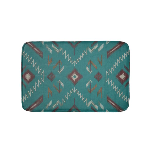 Teal Southwest Navajo Geometric Badrumsmatta (Framsidan)