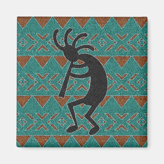 Teal SouthWestern Design Kokopelli Magnet (Framsidan)