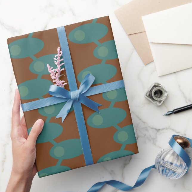 Teal Spaceships Presentpapper (Gifting)