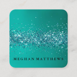Teal Sparkles Beauty Fyrkantigt visitkort