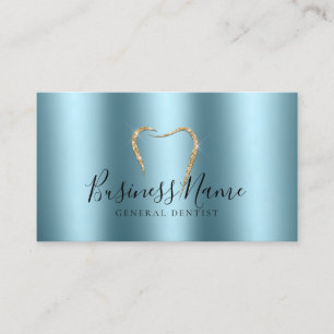 Teal Sparkly Guld Tooth Dentist Anpassningsbar Visitkort