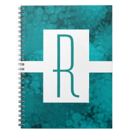 Teal Speckled Monogram Anteckningsbok Med Spiral