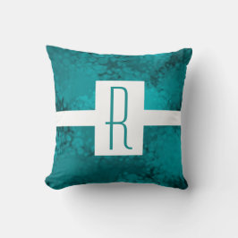 Teal Speckled Monogram Kudde