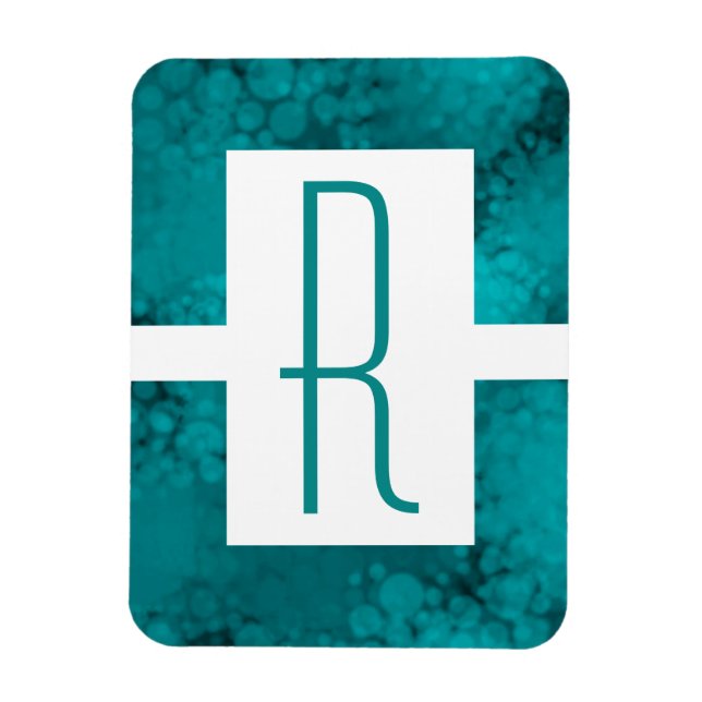 Teal Speckled Monogram Magnet (Vertikal)