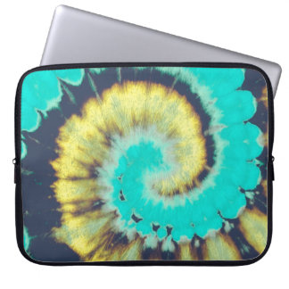 Teal Spiral Abstrakt. Skriv Dye Shirt Circle. Grun Laptop Fodral
