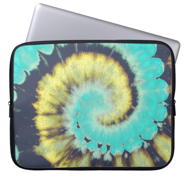 Teal Spiral: Grunge Hippie Struktur. Laptop Fodral (Framsidan)