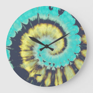 Teal Spiral: Grunge Hippie Struktur. Stor Klocka
