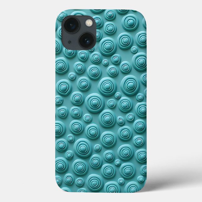 Teal Spiral Pattern iPhone Case Stylish Look (Baksida)