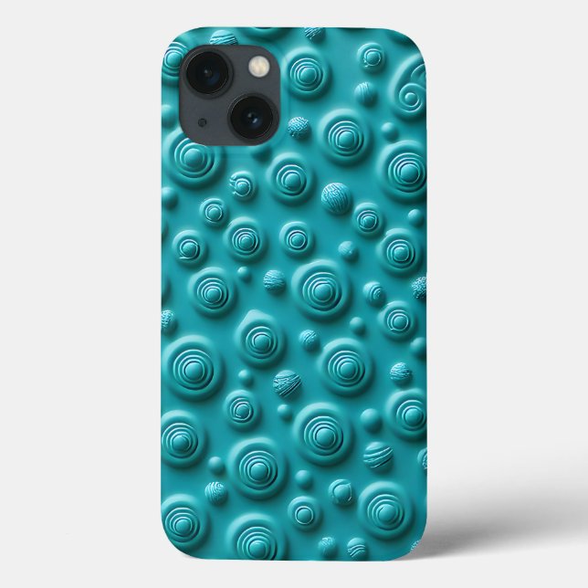Teal Spiral Texture iPhone Case Cool Design (Baksida)