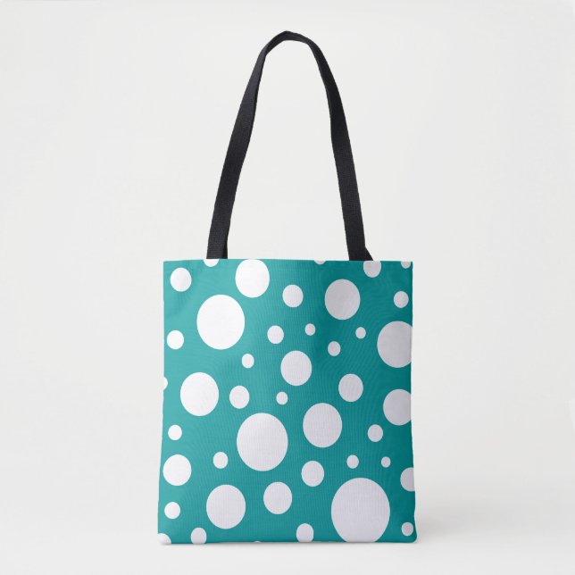 Teal Spots Tote Bag Tygkasse (Framsida)