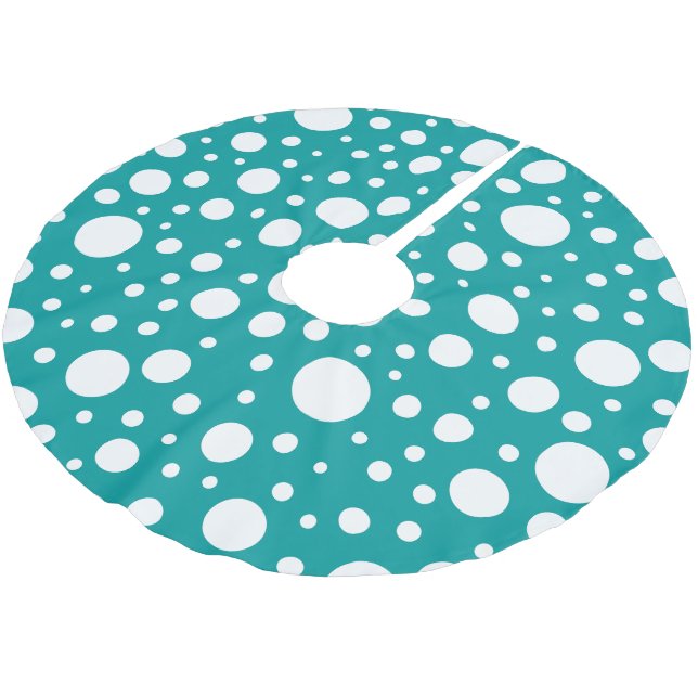 Teal Spots Träd Skirt Julgransmatta Borstad Polyester (Vinklad)