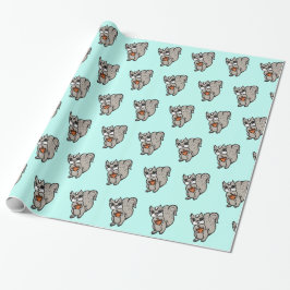 Teal Squirrels Birthday eller Baby Shower Presentpapper
