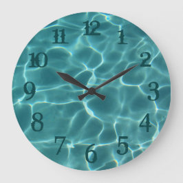 Teal Stänk Nummer som simmar Bassäng Wall Clock Stor Klocka