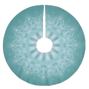 Teal Star Mandala Julgransmatta Borstad Polyester