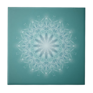 Teal Star Mandala Kakelplatta